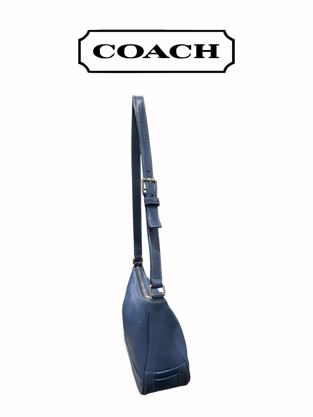 Coach VINTAGE Hampton Demi Blue Leather Shoulder Bag